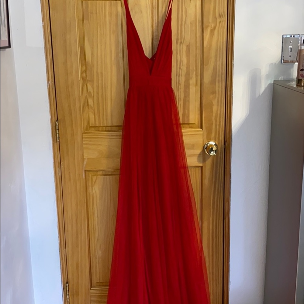 Long red gown
